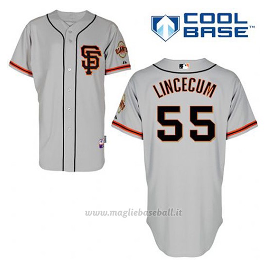 Maglia Baseball Uomo San Francisco Giants Tim Lincecum 55 Grigio Alterner Cool Base